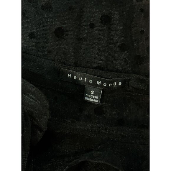 NEW Polka Dot Sheer Black Puff Sleeve Button-Up Blouse By Haute Monde Size S - Picture 12 of 13